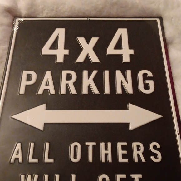 4x4 Jeep Parking Metal Sign in black & white 9 3/4" x 14.5" - Picture 3 of 5